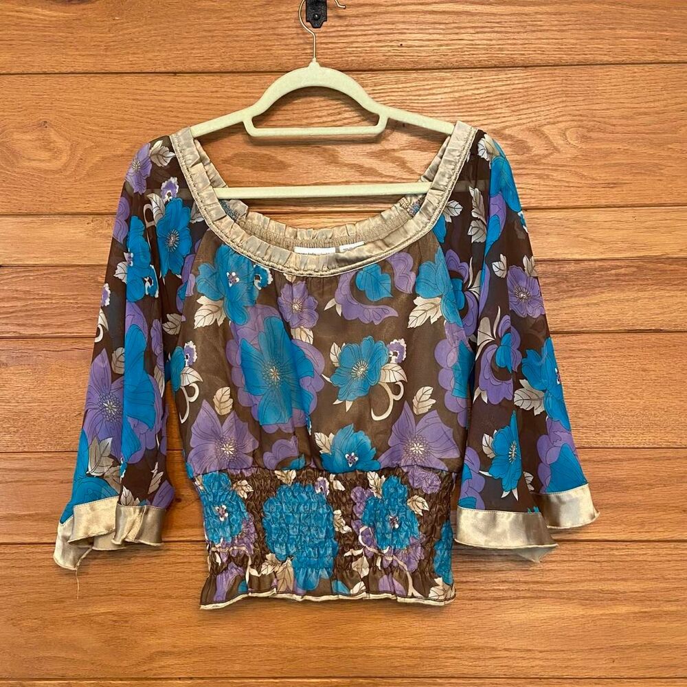 Mary-Kate and Ashley vintage Y2K floral print peasant blouse